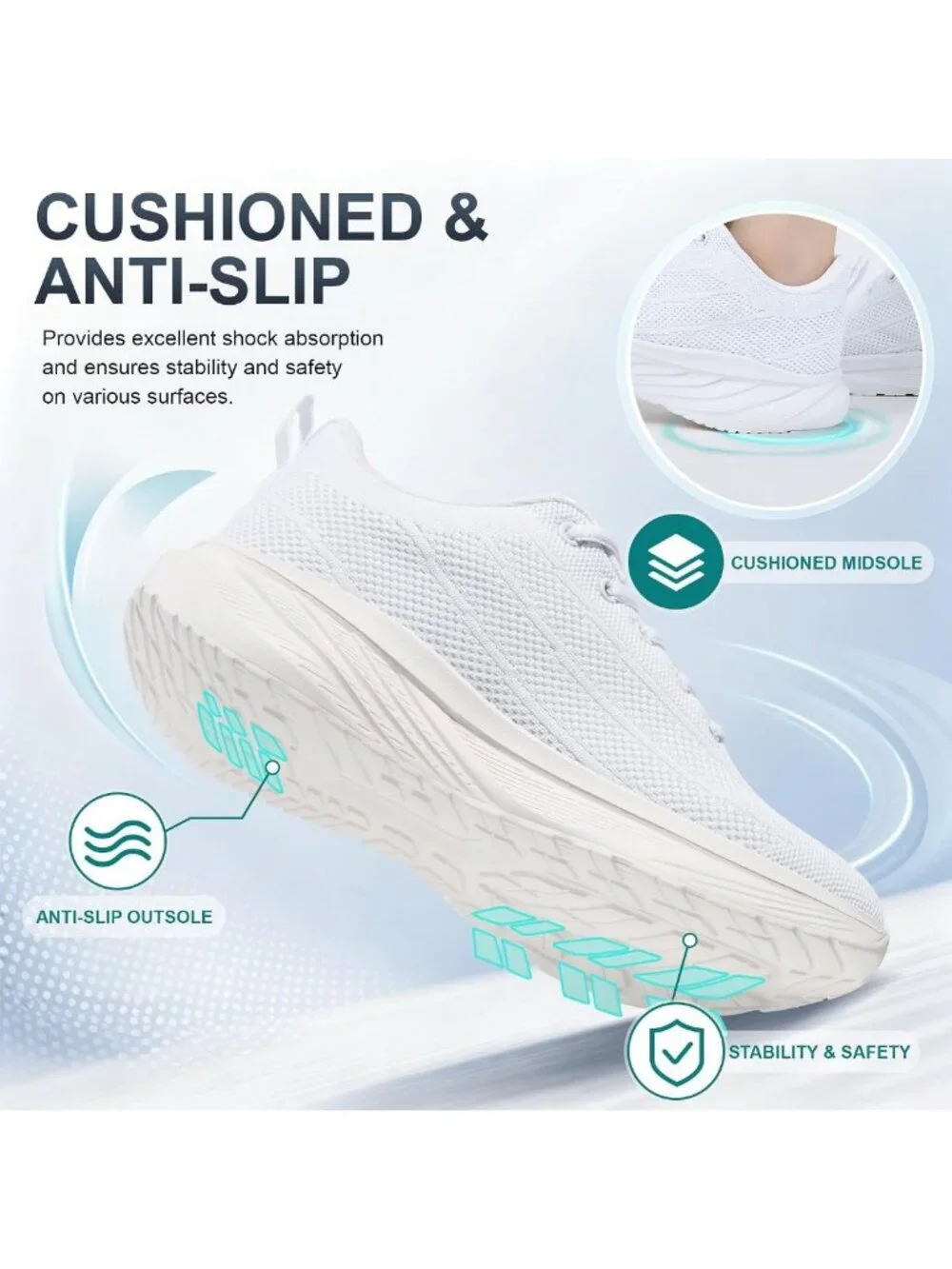 Comfortable Women's Walking Shoes - Breathable Knit Tennis Sneakers for All-Day